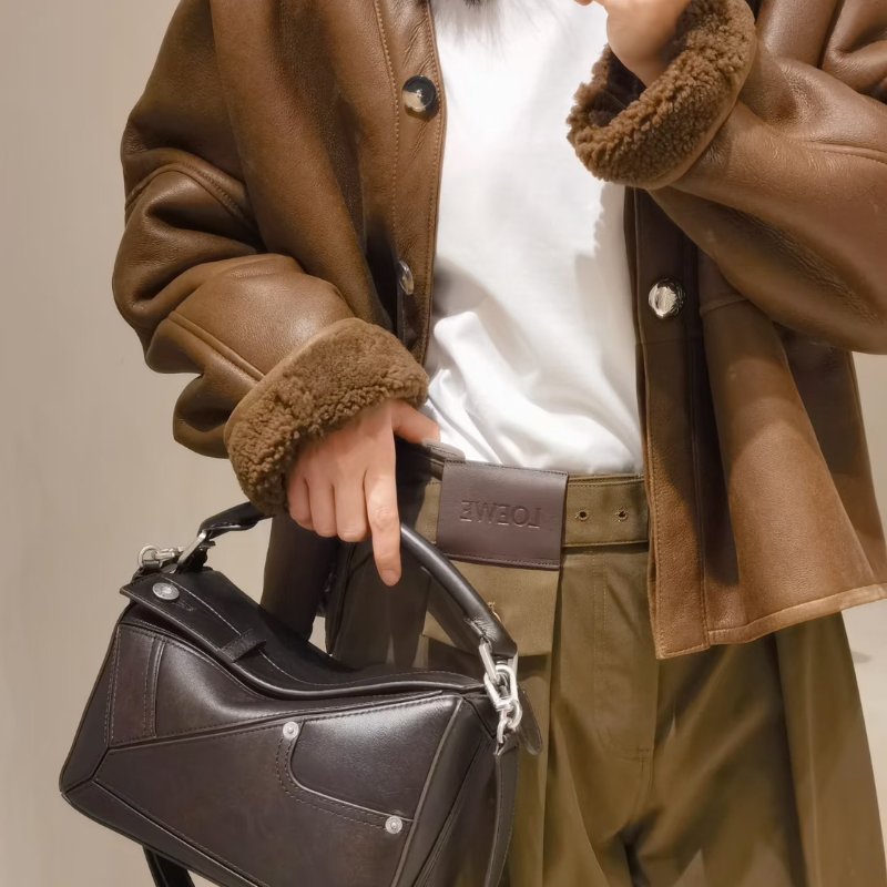 LOEWE Panta pazzle - 小號深咖啡-14