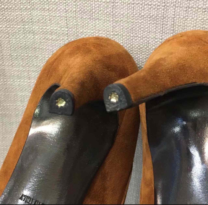 【97新✨超級低價🤩復古有氣質💫】Hermes愛馬仕中古高跟鞋37碼 鹿絨皮棕色-6