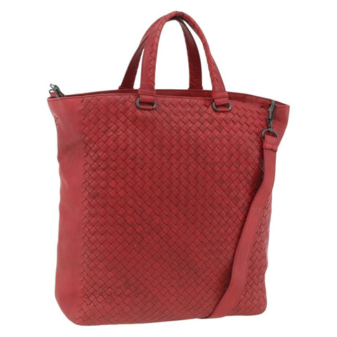 BOTTEGA VENETA INTRECCIATO 皮革雙肩包 紅色 正品 173980A