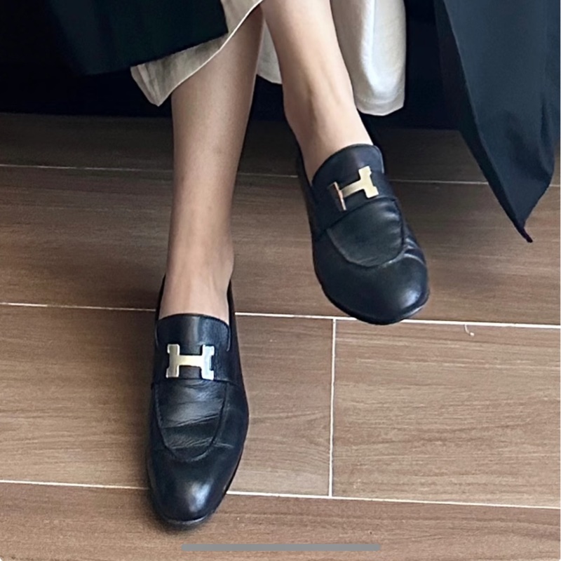 【93新✨經典不過時✨全網最低價】Hermes愛馬仕Paris 樂福鞋 黑色-1