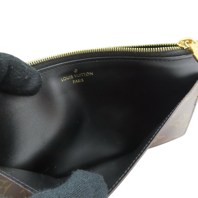 棕色 原花帆布 黑色牛皮 Slim purse 拉鍊長夾 金扣【LOUIS VUITTON LV 路易威登】 M80348-5