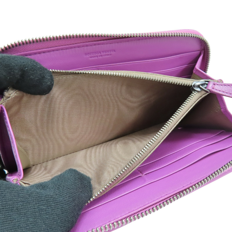 紫色 編織牛皮 拉鍊長夾【BOTTEGA VENETA BV 寶緹嘉】 510643-5