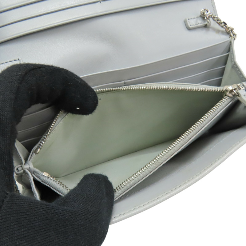 灰色 牛皮 Baguette 小怪獸 鍊帶 扣式長夾【FENDI 芬迪】 8M0365-5