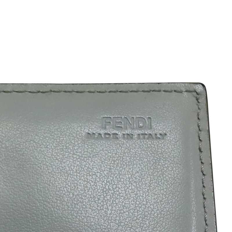 灰色 牛皮 Baguette 小怪獸 鍊帶 扣式長夾【FENDI 芬迪】 8M0365-6