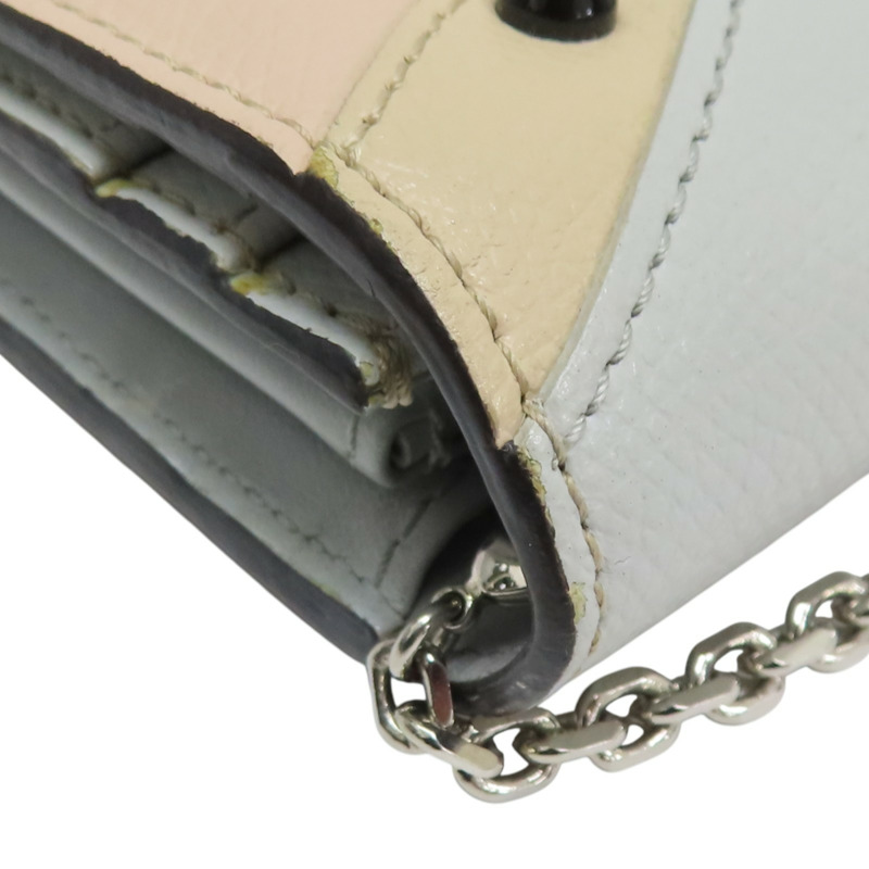 灰色 牛皮 Baguette 小怪獸 鍊帶 扣式長夾【FENDI 芬迪】 8M0365-13