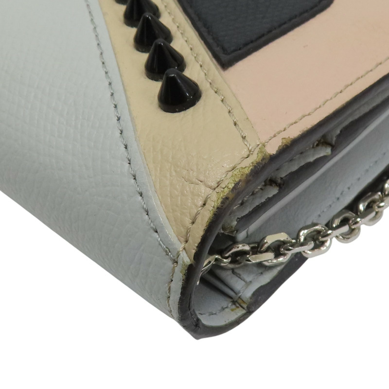 灰色 牛皮 Baguette 小怪獸 鍊帶 扣式長夾【FENDI 芬迪】 8M0365-14