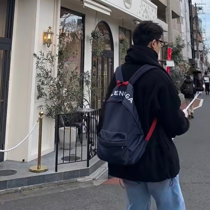 Balenciaga 巴黎世家電繡字母後背包 深藍-37