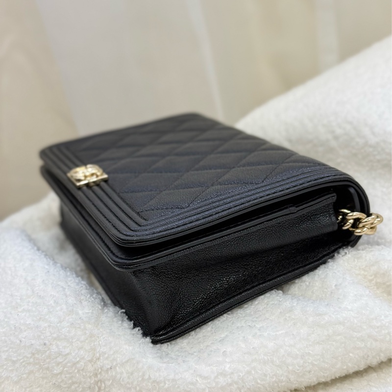 （國外購證全配）全新閒置Chanel boy woc 黑荔枝皮-3