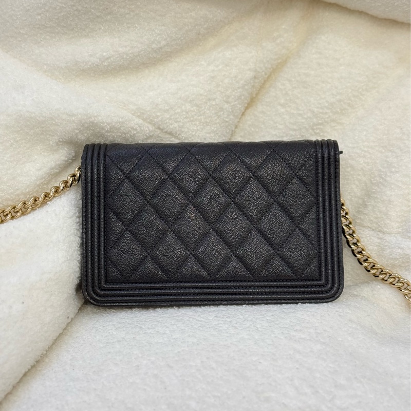 （國外購證全配）全新閒置Chanel boy woc 黑荔枝皮-4