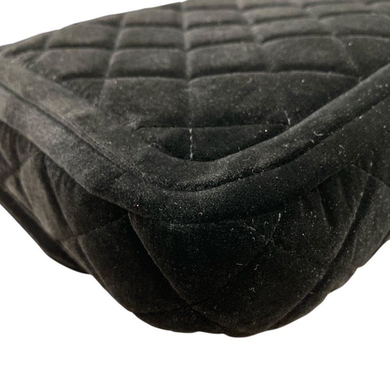 CHANEL 經典菱格紋雙蓋鏈條肩背包 絲絨 黑色 金色金具-8