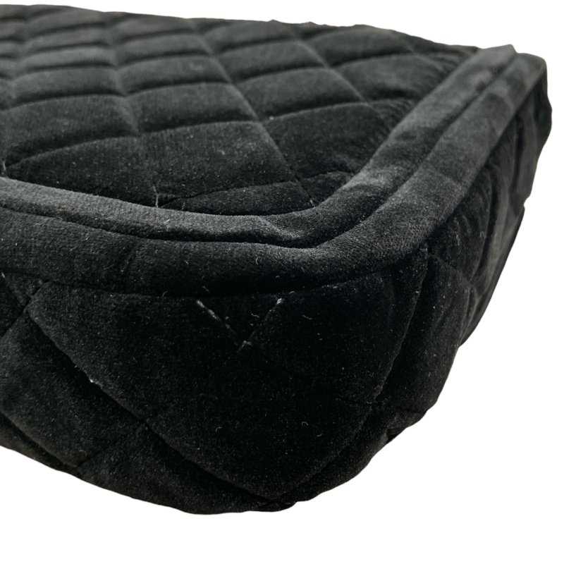 CHANEL 經典菱格紋雙蓋鏈條肩背包 絲絨 黑色 金色金具-9