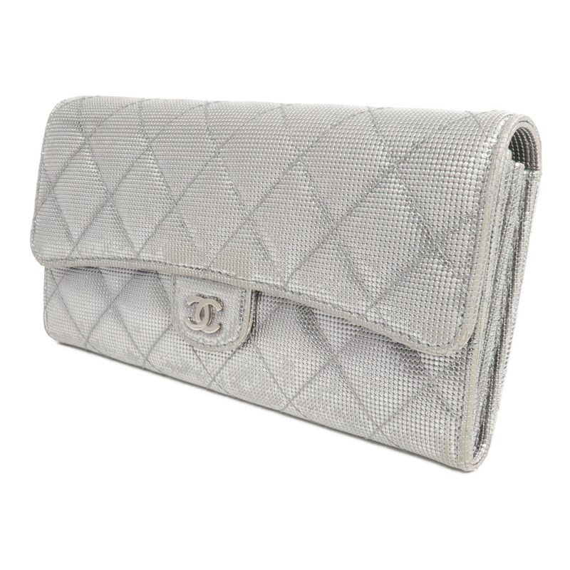 CHANEL 牛皮皮革Long Wallet銀扣長錢包-2