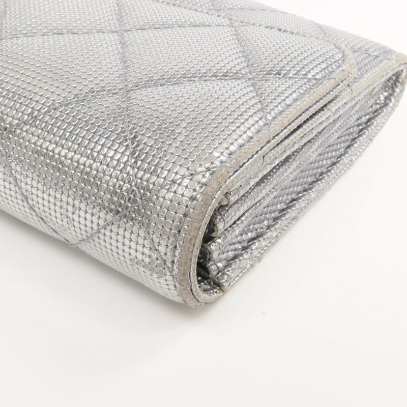 CHANEL 牛皮皮革Long Wallet銀扣長錢包-9