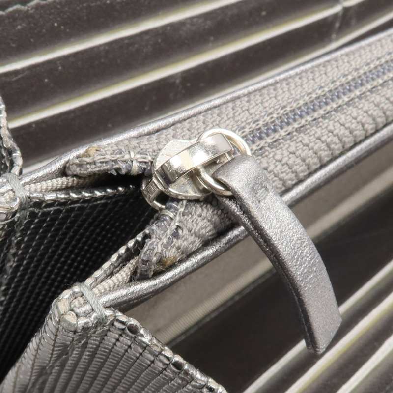 CHANEL 牛皮皮革Long Wallet銀扣長錢包-12