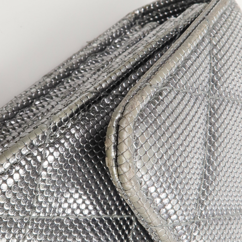 CHANEL 牛皮皮革Long Wallet銀扣長錢包-17