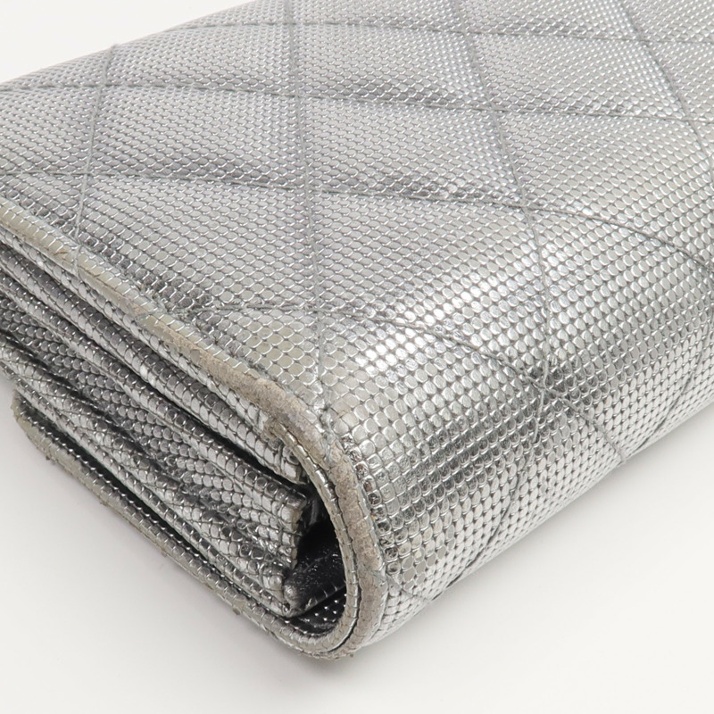 CHANEL 牛皮皮革Long Wallet銀扣長錢包-18