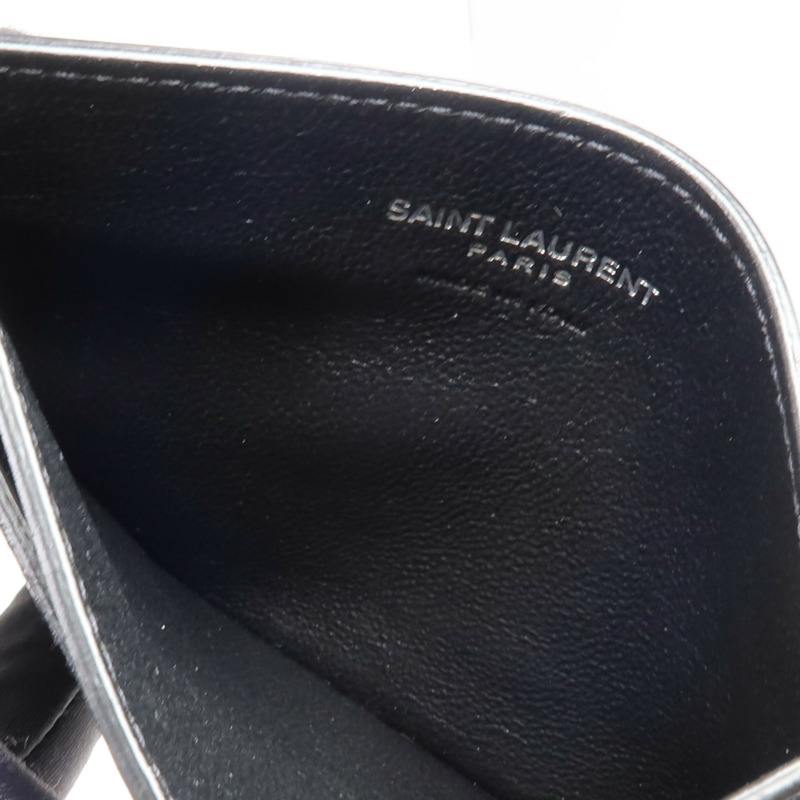 SAINT LAURENT 牛皮皮革Card Case銀扣卡片套-12