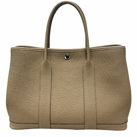 HERMES 愛馬仕 GARDEN PARTY 30 花園包 皮革 焦糖色系 銀扣