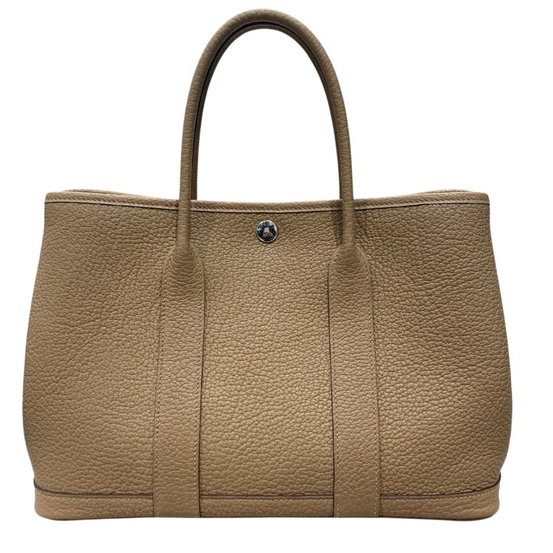 HERMES 愛馬仕 GARDEN PARTY 30 花園包 皮革 焦糖色系 銀扣-1