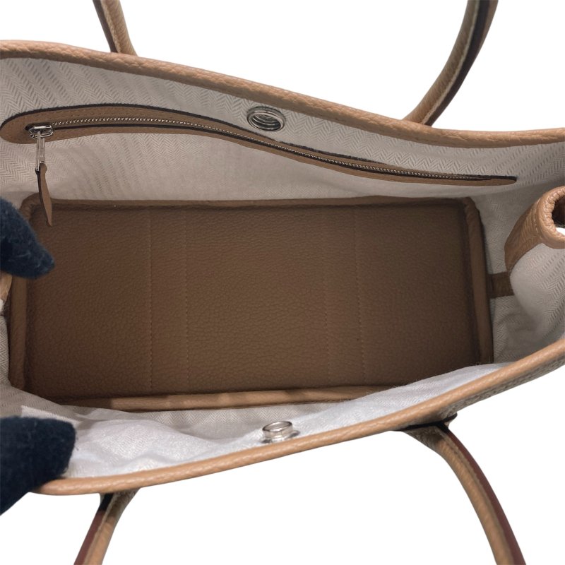 HERMES 愛馬仕 GARDEN PARTY 30 花園包 皮革 焦糖色系 銀扣-10