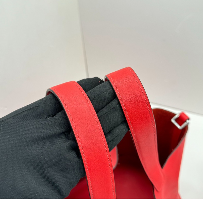 【98新✨全網最低價】Hermes愛馬仕 picotin lock 22菜籃子 紅色銀扣 swift皮-8