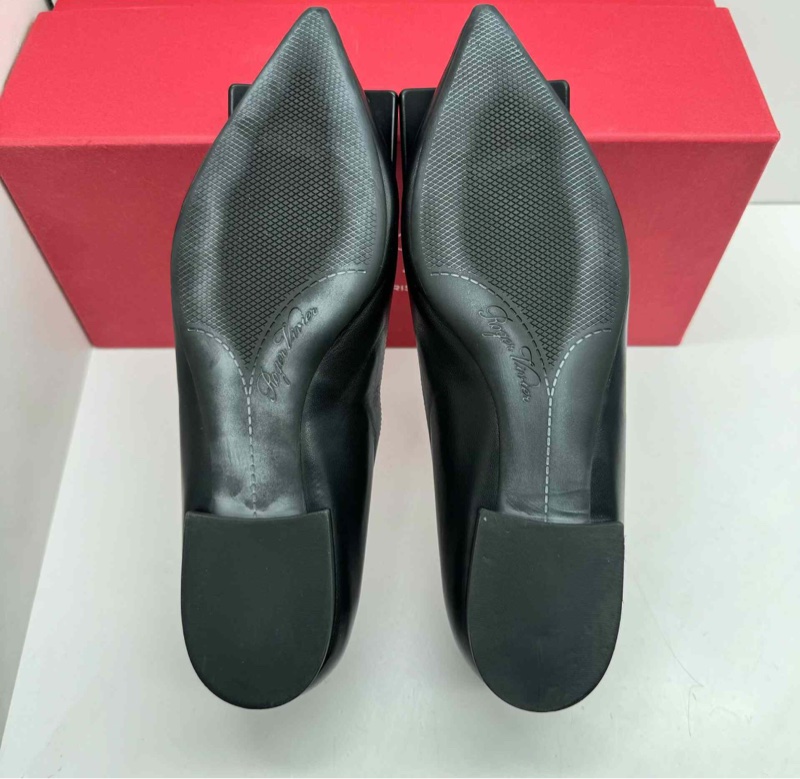 【98新✨黃金36碼🤩】Roger Vivier/RV Trompette黑色尖頭方扣平底鞋-7