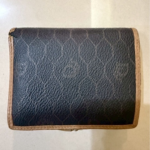 【Vintage Dior】經典黑蜂巢紋古董短夾 / 卡夾（稀有老花系列）