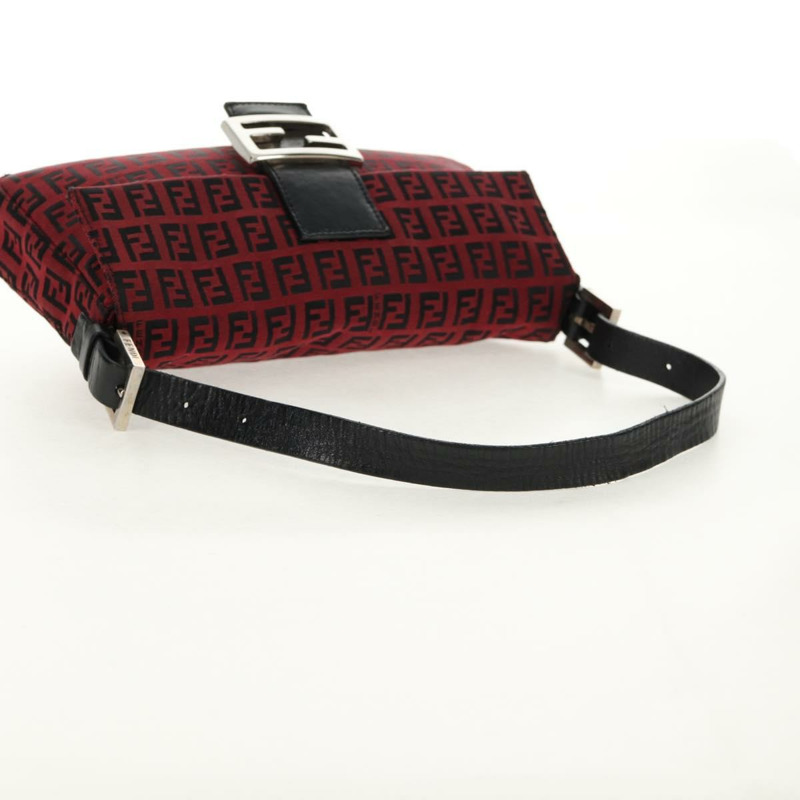 【日本直送】FENDI Zucchino帆布Mamma Baguette單肩包 紅色銀色 正品 150613V-5