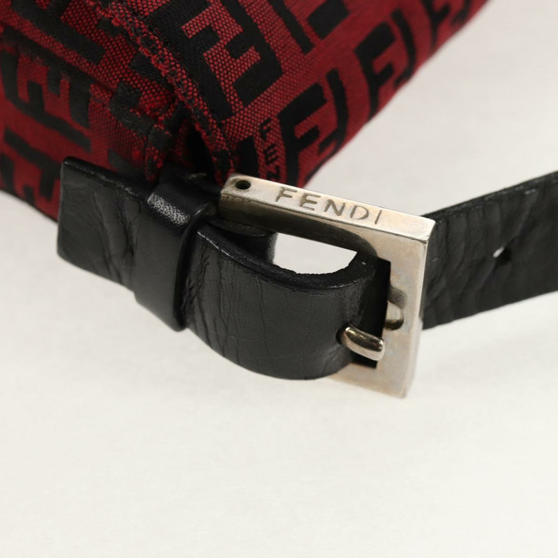 【日本直送】FENDI Zucchino帆布Mamma Baguette單肩包 紅色銀色 正品 150613V-6
