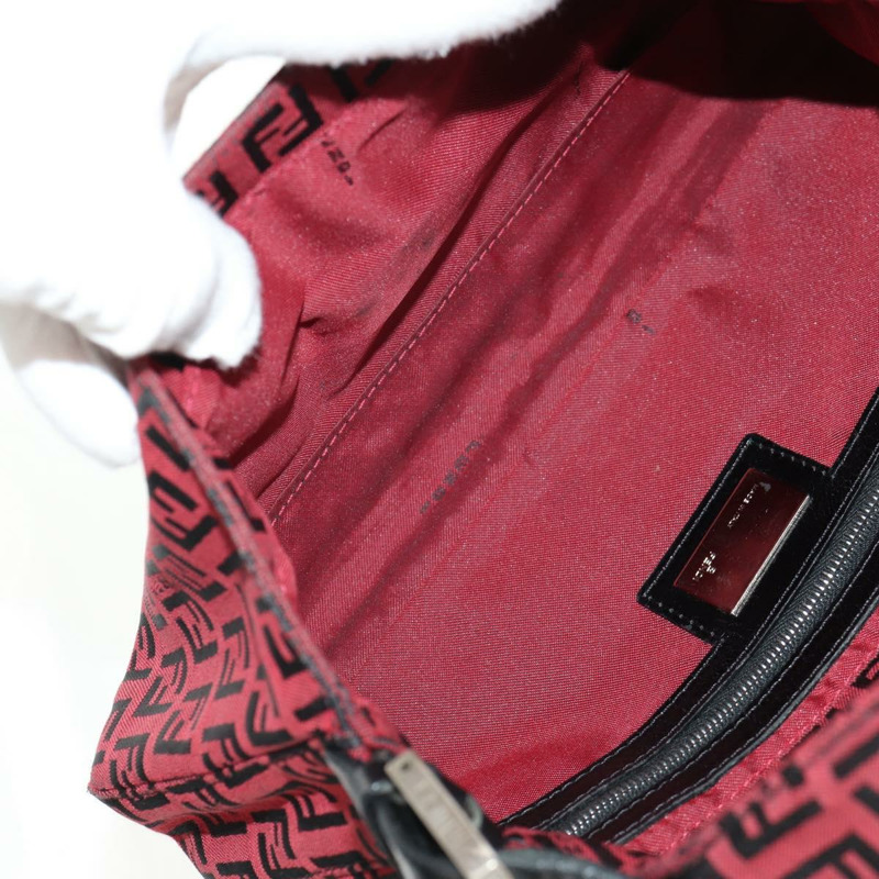 【日本直送】FENDI Zucchino帆布Mamma Baguette單肩包 紅色銀色 正品 150613V-9