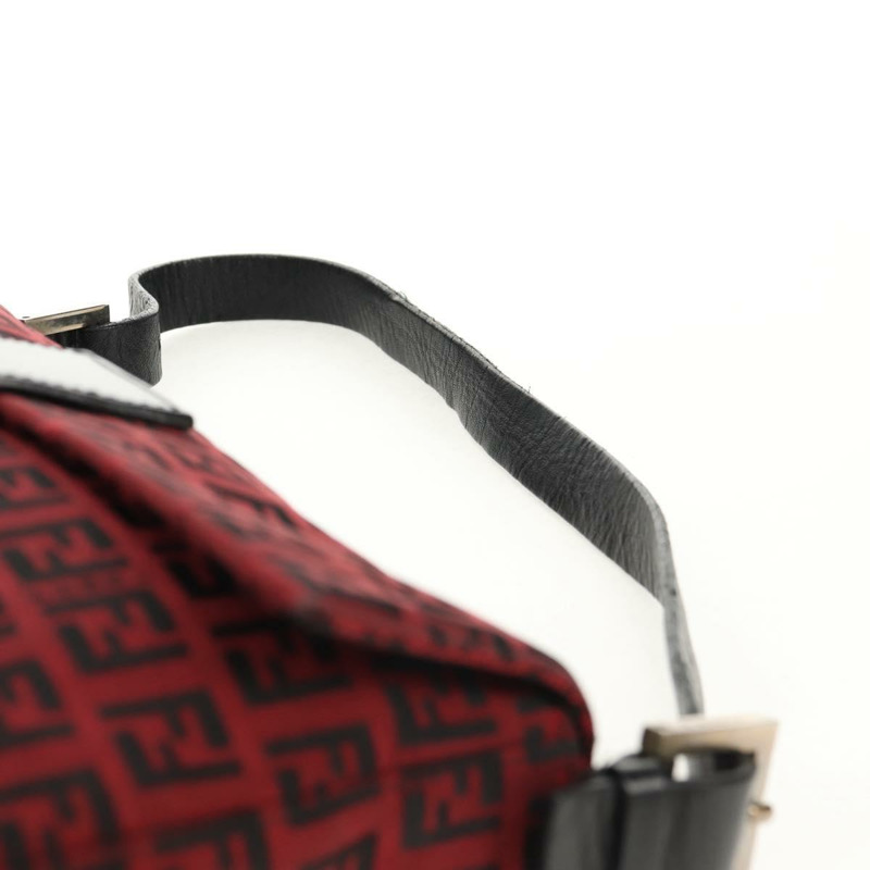 【日本直送】FENDI Zucchino帆布Mamma Baguette單肩包 紅色銀色 正品 150613V-14