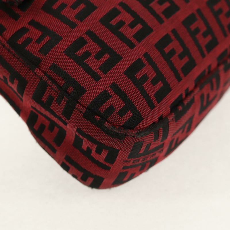 【日本直送】FENDI Zucchino帆布Mamma Baguette單肩包 紅色銀色 正品 150613V-15