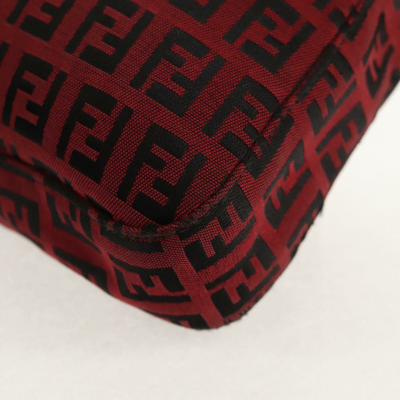 【日本直送】FENDI Zucchino帆布Mamma Baguette單肩包 紅色銀色 正品 150613V-16
