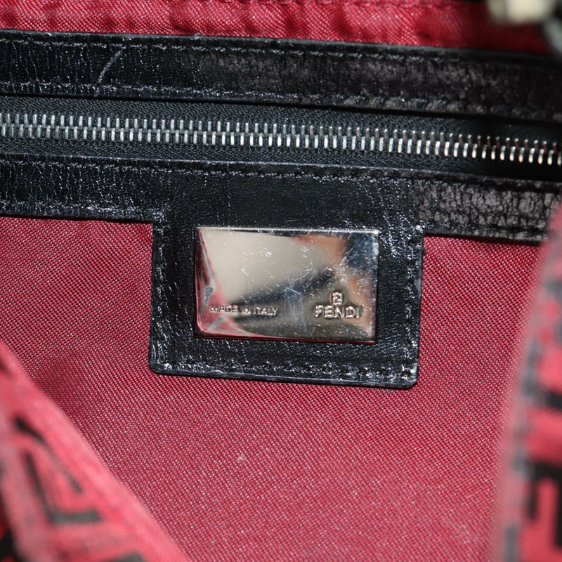 【日本直送】FENDI Zucchino帆布Mamma Baguette單肩包 紅色銀色 正品 150613V-21
