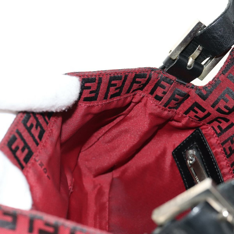 【日本直送】FENDI Zucchino帆布Mamma Baguette單肩包 紅色銀色 正品 150613V-22