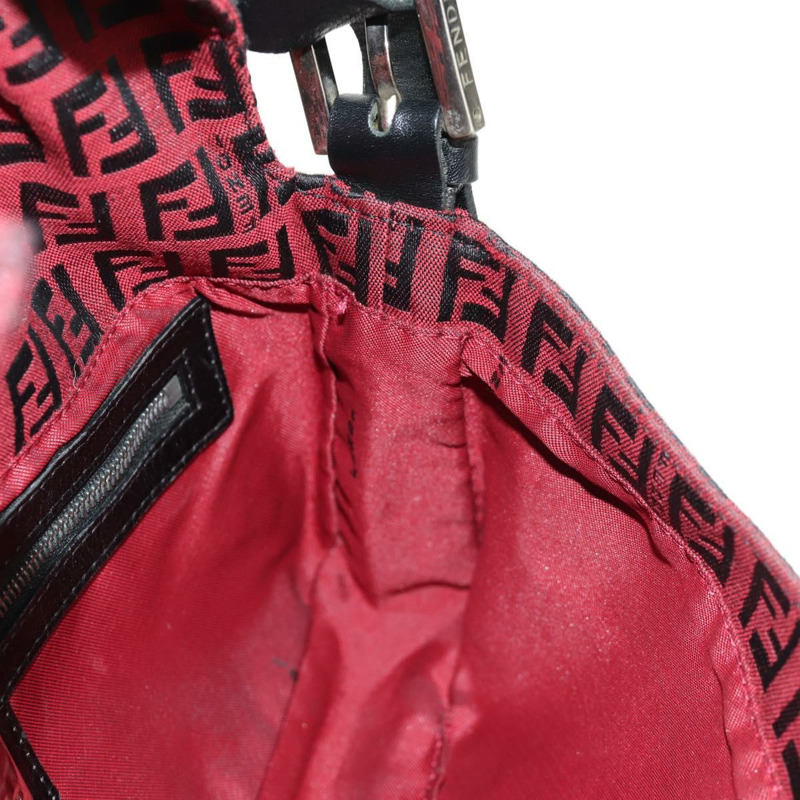 【日本直送】FENDI Zucchino帆布Mamma Baguette單肩包 紅色銀色 正品 150613V-23