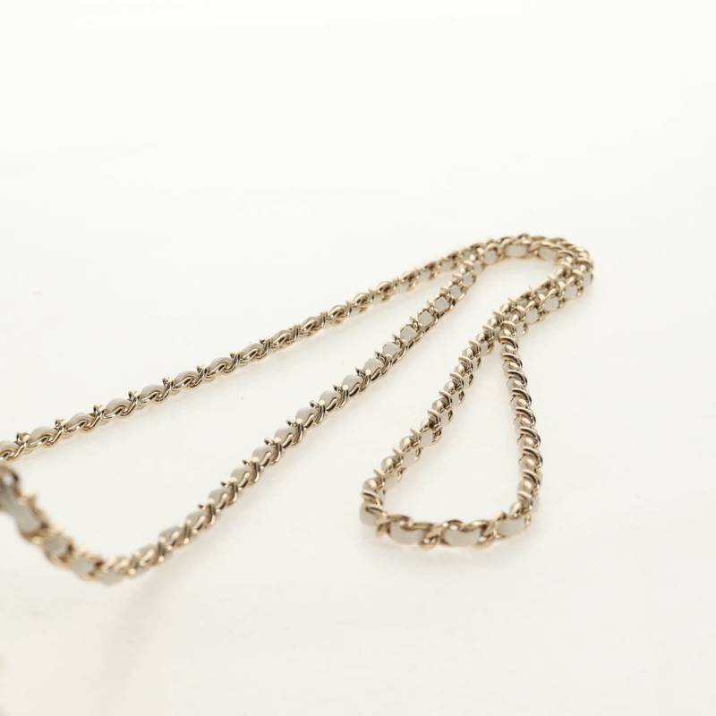 【日本直送】香奈兒 V 字縫線鏈條肩背包,羊毛白,金色雙 C 標誌,貨號 148461AM-7