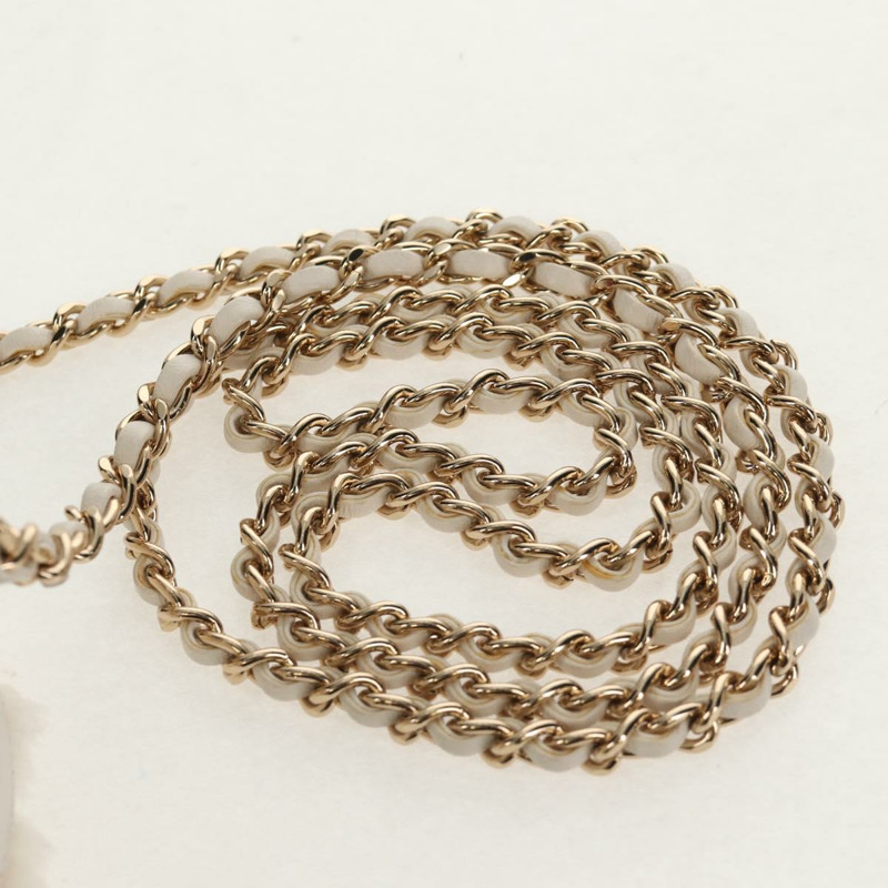 【日本直送】香奈兒 V 字縫線鏈條肩背包,羊毛白,金色雙 C 標誌,貨號 148461AM-8