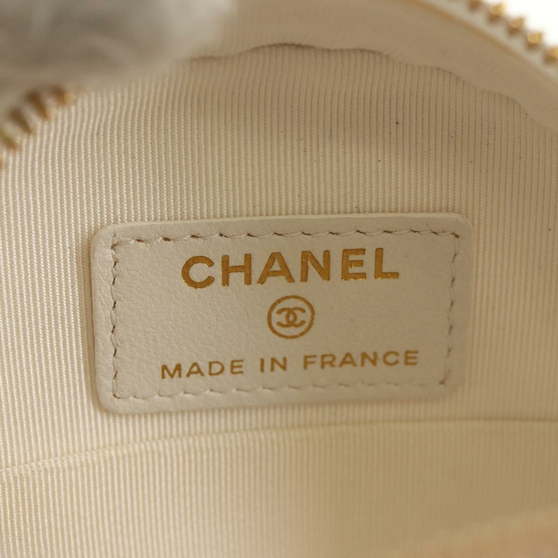 【日本直送】香奈兒 V 字縫線鏈條肩背包,羊毛白,金色雙 C 標誌,貨號 148461AM-16