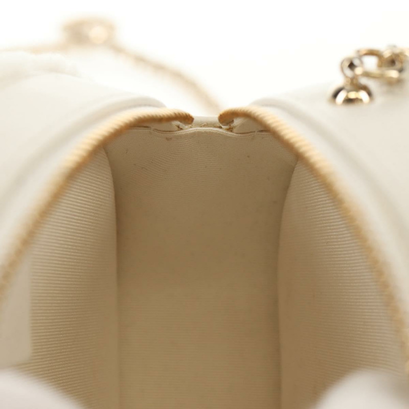 【日本直送】香奈兒 V 字縫線鏈條肩背包,羊毛白,金色雙 C 標誌,貨號 148461AM-19