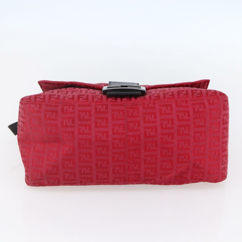 【日本直送】FENDI Zucchino帆布Mamma Baguette單肩包 紅色銀色 正品 134350V-4