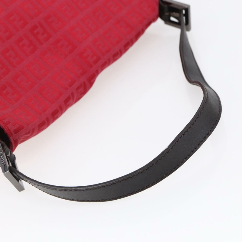 【日本直送】FENDI Zucchino帆布Mamma Baguette單肩包 紅色銀色 正品 134350V-6