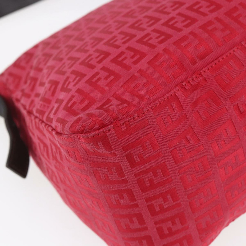 【日本直送】FENDI Zucchino帆布Mamma Baguette單肩包 紅色銀色 正品 134350V-8