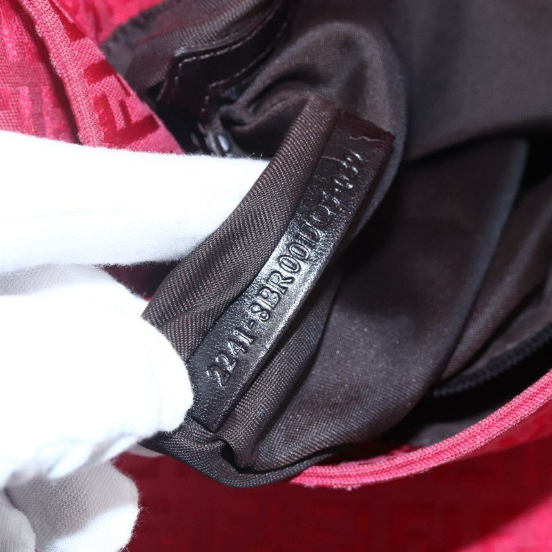 【日本直送】FENDI Zucchino帆布Mamma Baguette單肩包 紅色銀色 正品 134350V-10