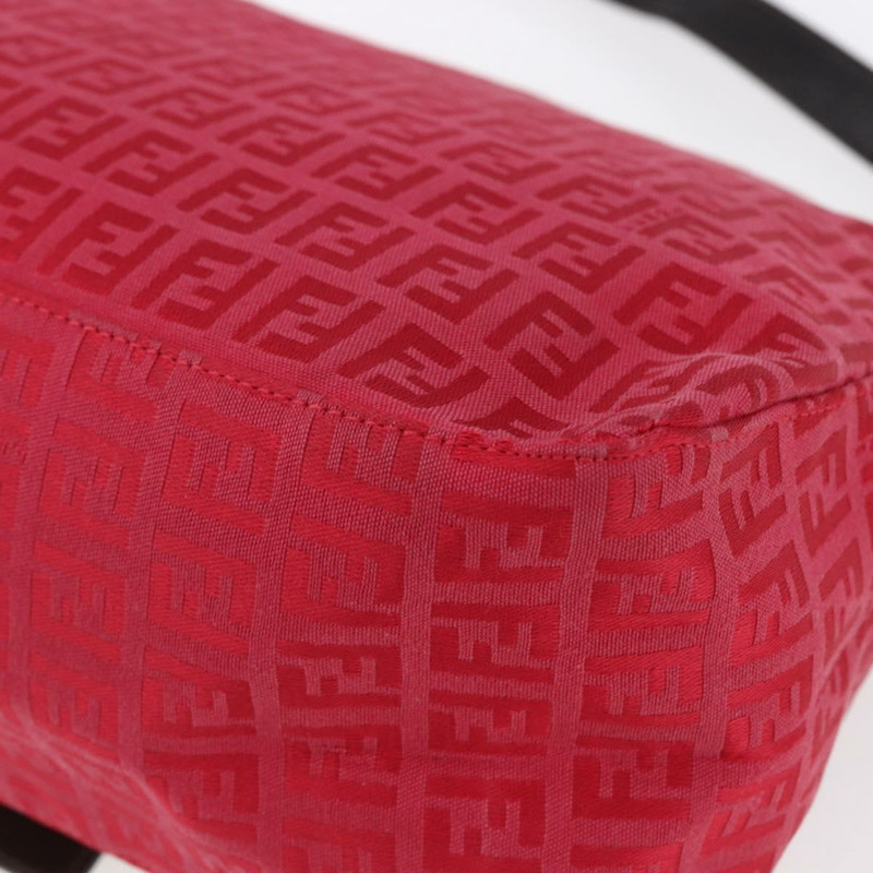 【日本直送】FENDI Zucchino帆布Mamma Baguette單肩包 紅色銀色 正品 134350V-15