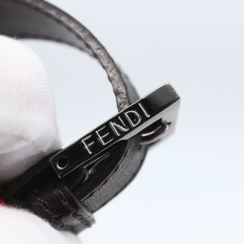 【日本直送】FENDI Zucchino帆布Mamma Baguette單肩包 紅色銀色 正品 134350V-16