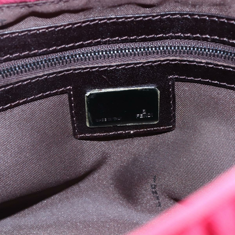 【日本直送】FENDI Zucchino帆布Mamma Baguette單肩包 紅色銀色 正品 134350V-17