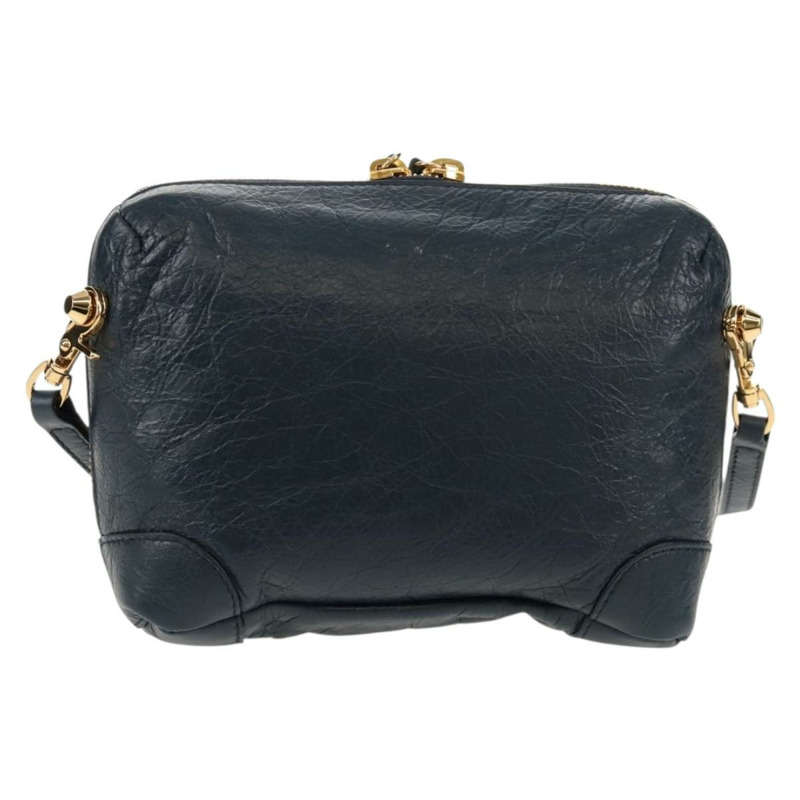 【日本直送】BALENCIAGA 經典記者單肩背包，皮革材質，海軍藍/金色，貨號 488795，正品 am10138V-1