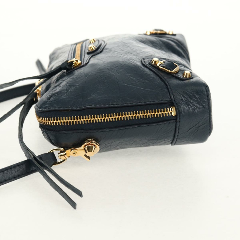 【日本直送】BALENCIAGA 經典記者單肩背包，皮革材質，海軍藍/金色，貨號 488795，正品 am10138V-2