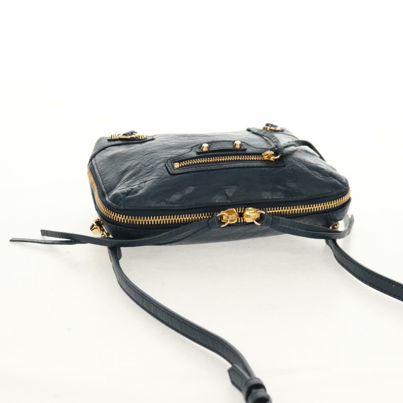 【日本直送】BALENCIAGA 經典記者單肩背包，皮革材質，海軍藍/金色，貨號 488795，正品 am10138V-5